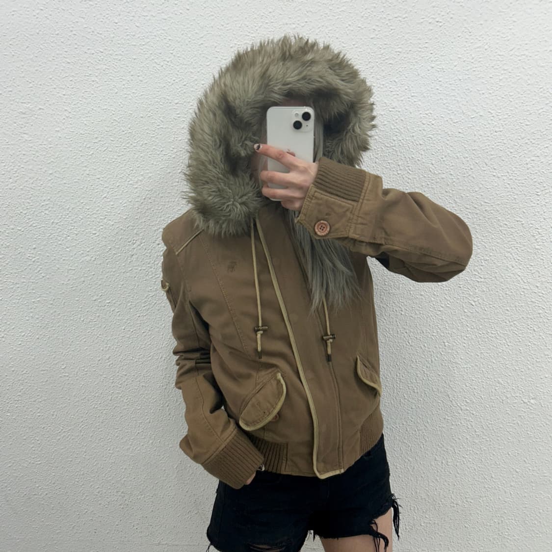 아베크롬비 y2k 순록로고 베이지 울프죠 자켓 상품이미지2