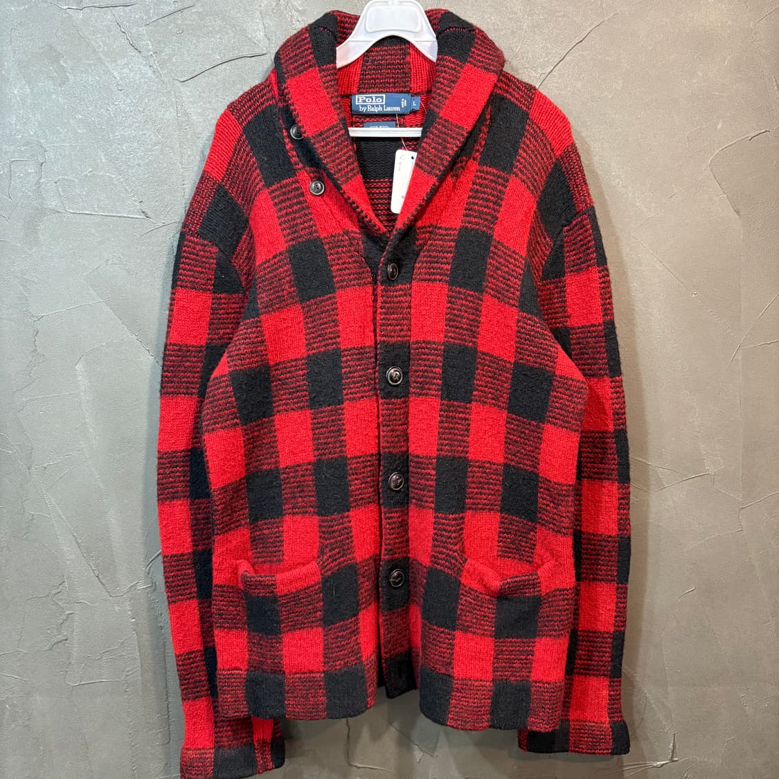 [L] POLO 폴로 랄프로렌 타탄 체크 울 가디건  상품이미지1