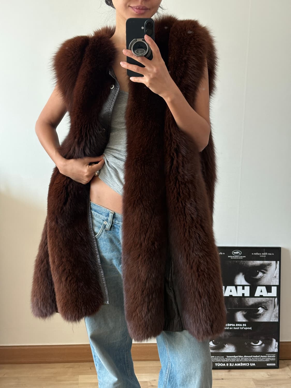 리얼 폭스 퍼 롱 베스트 상품이미지1