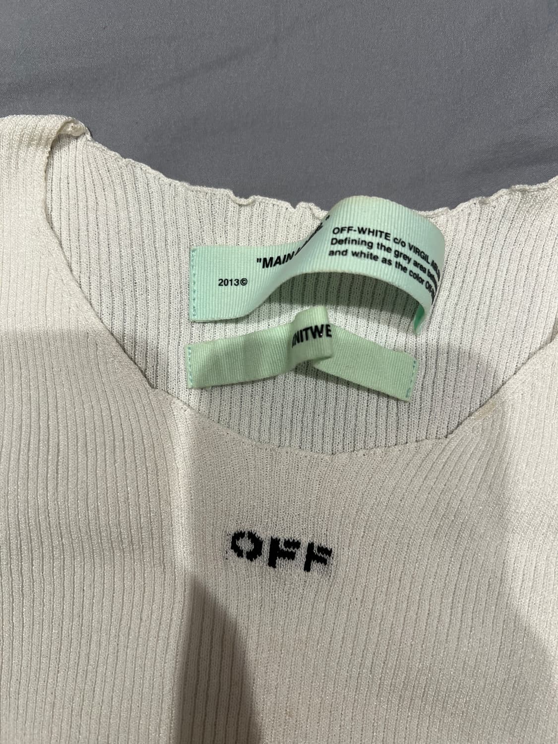 오프화이트 OFF로고 화이트 반팔 니트 버질아블로 44 상품이미지3