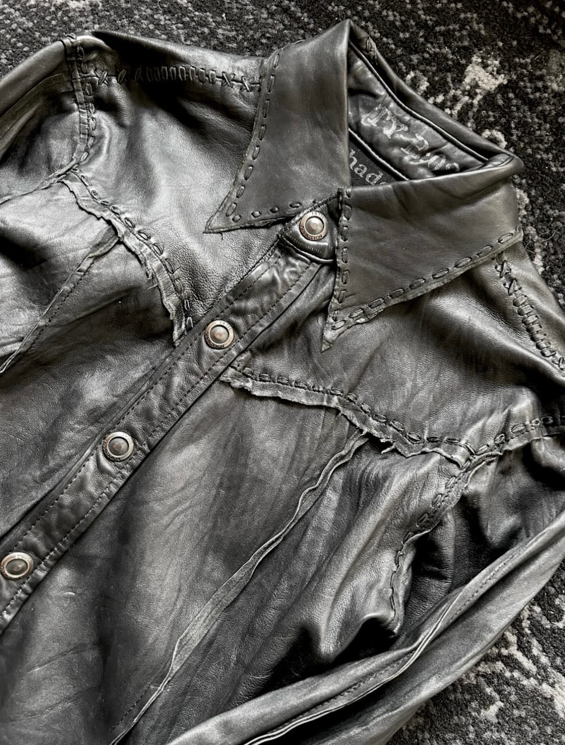 14th addiction rare cutting leather shir 상품이미지4