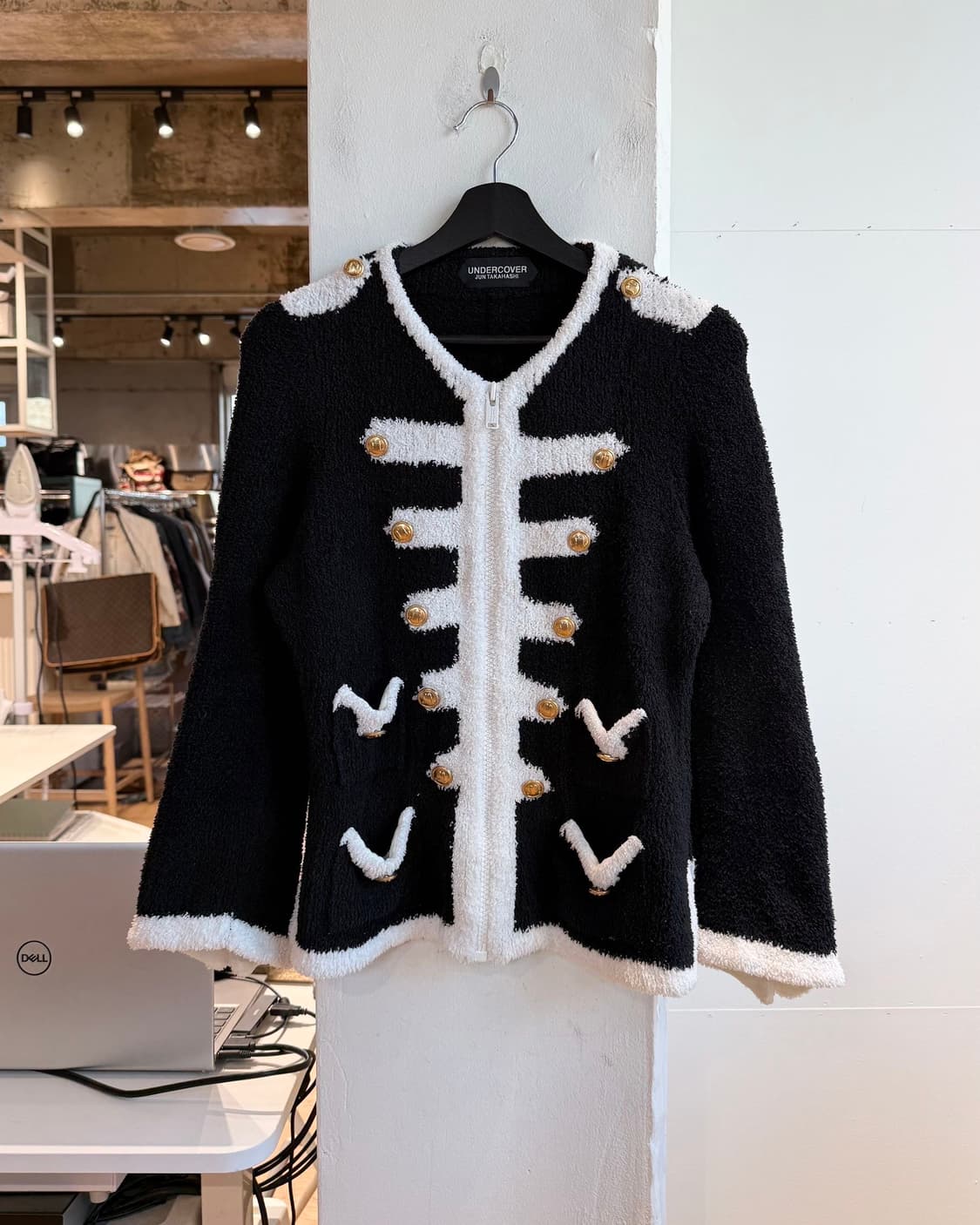 언더커버 준 타카하시 블랙 나폴레옹 플리스 트위드 자켓  상품이미지2