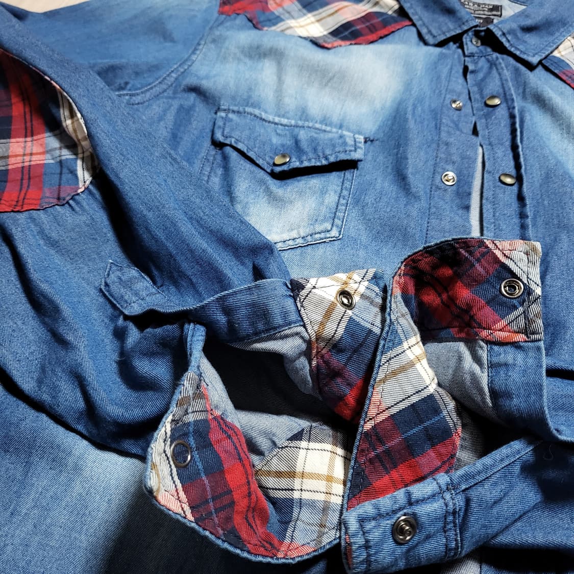 자라 패치워크 데님 셔츠(xl) 상품이미지5