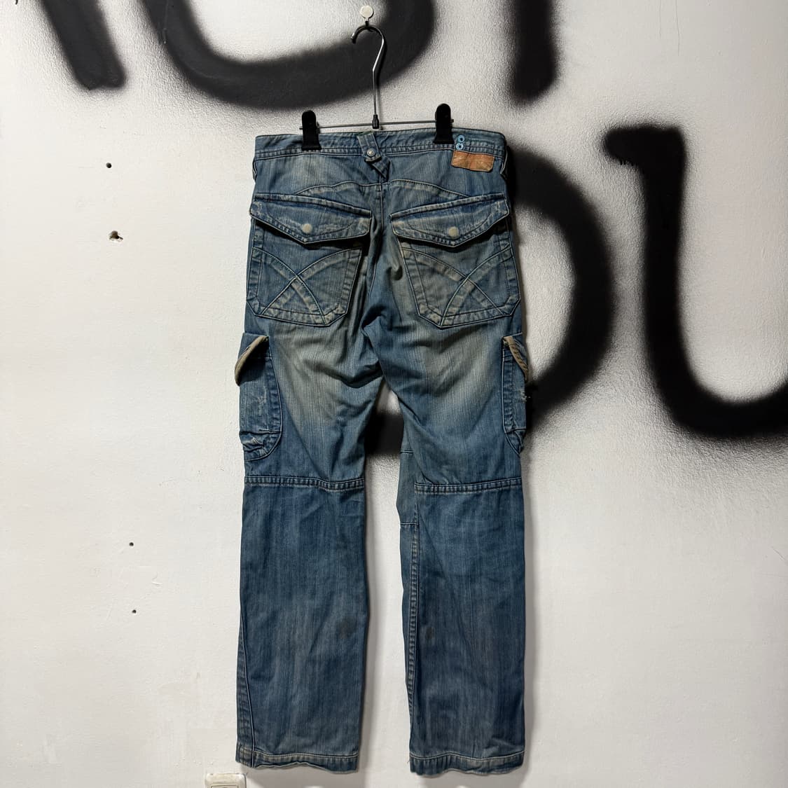 VTG 빈티지 빅사이즈 포켓 디테일 워싱 와이드 카고 데님 팬츠 상품이미지2