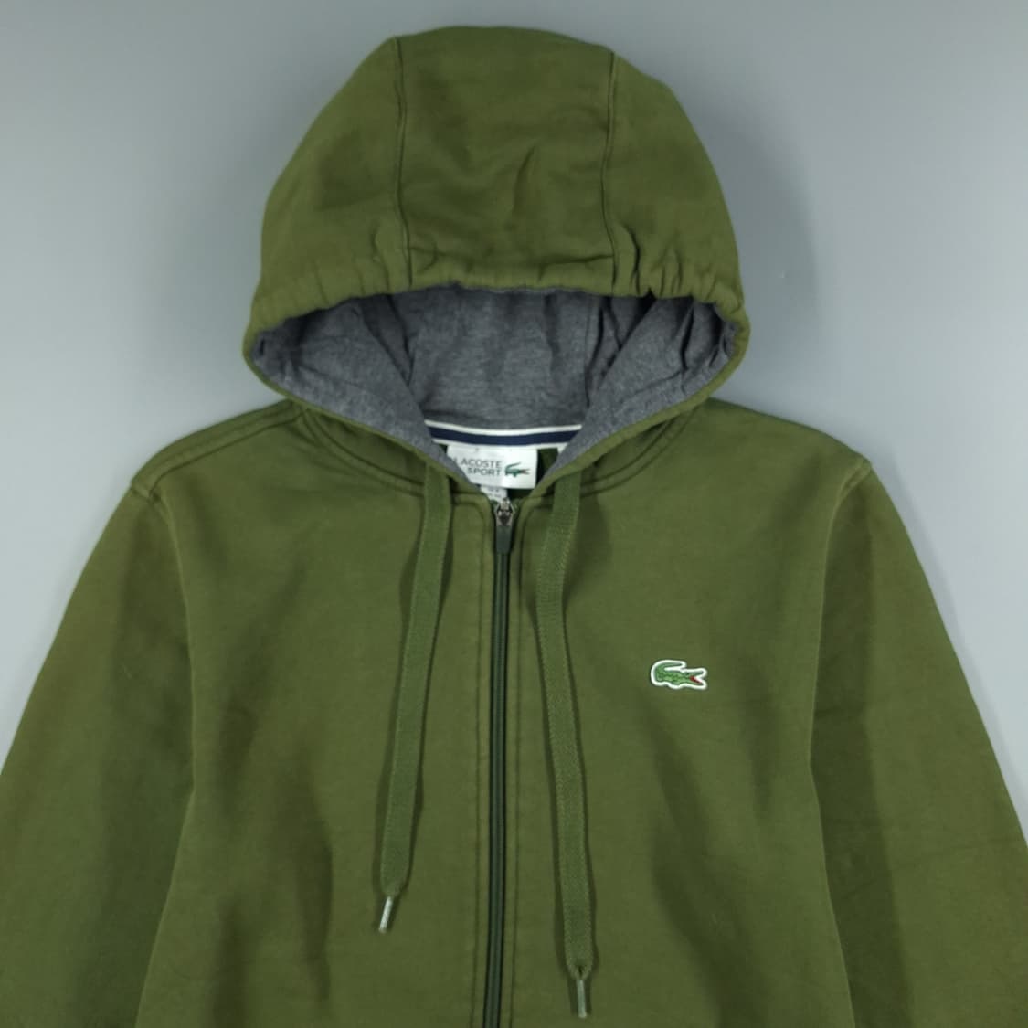 라코스테 스포츠 카키 그린 크록패치 기모 후드집업 S 상품이미지4