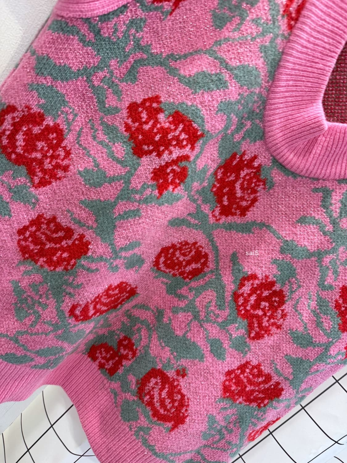 EENK 플로럴 오버핏 니트베스트  상품이미지4