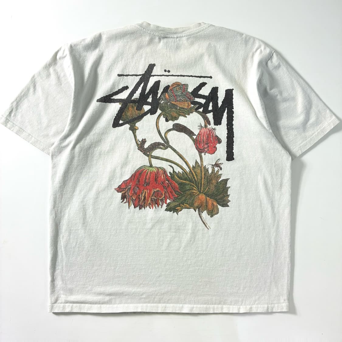 Stussy  스투시 워더드 플라워 프린팅 화이트 티셔츠  상품이미지1