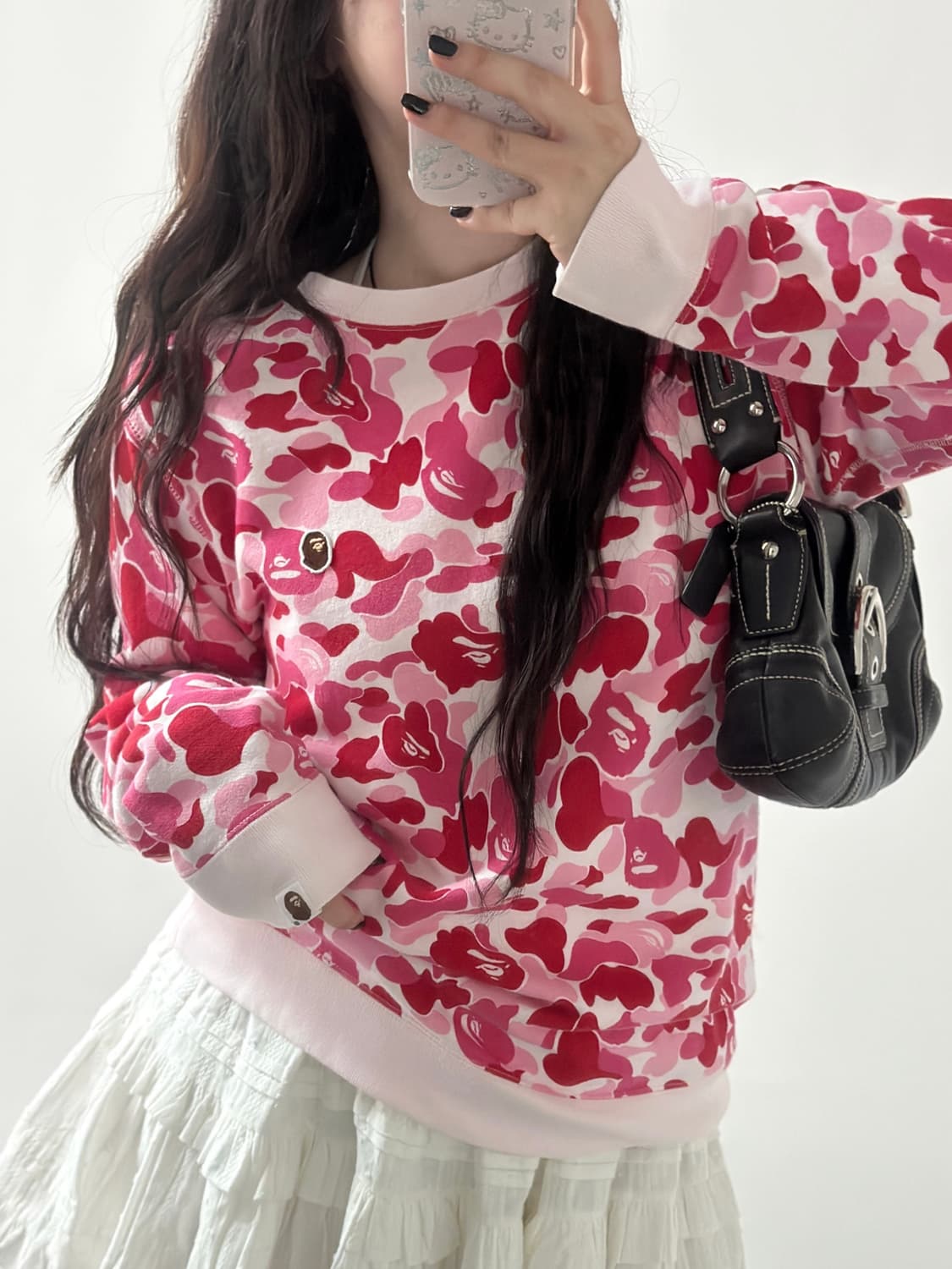 베이프 핑크 ABC카모 미니사루 맨투맨 상품이미지2