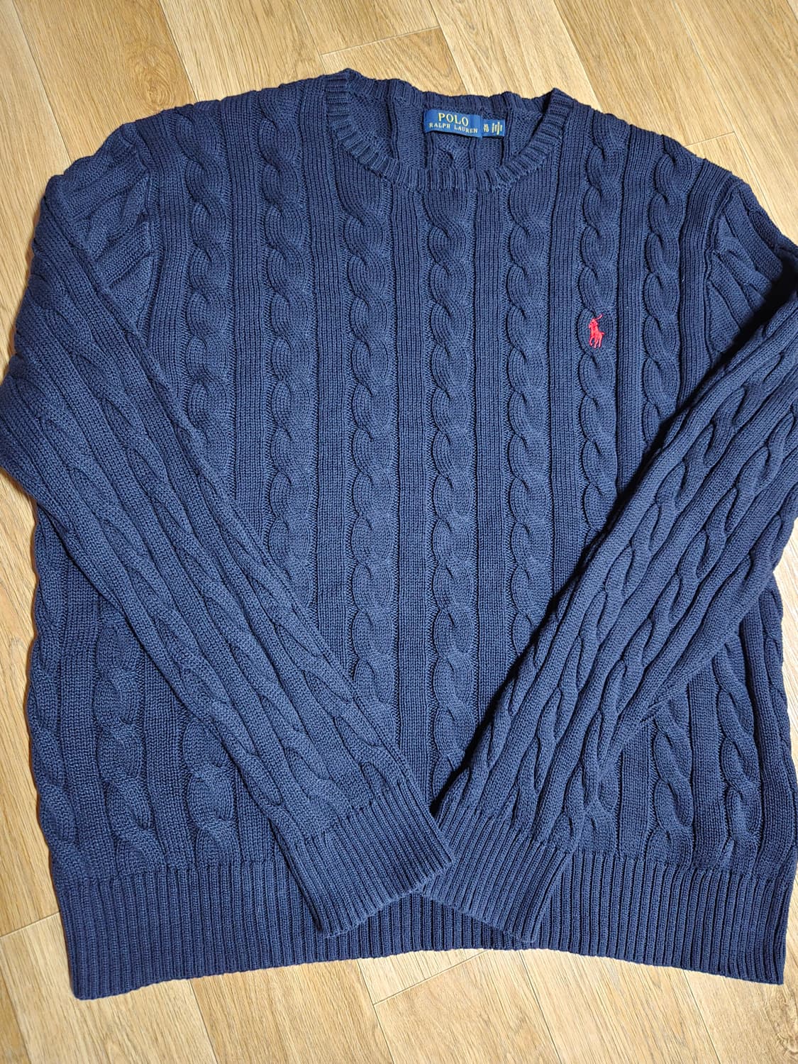 폴로 랄프로렌 남성 네이비 케이블 니트(XL사이즈) 상품이미지1