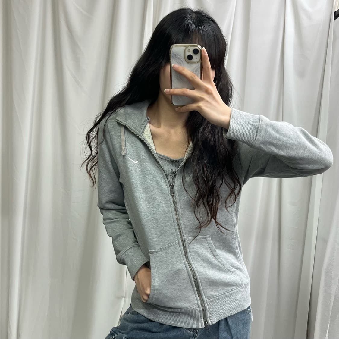 Nike 2way gray hood zip-up 상품이미지2