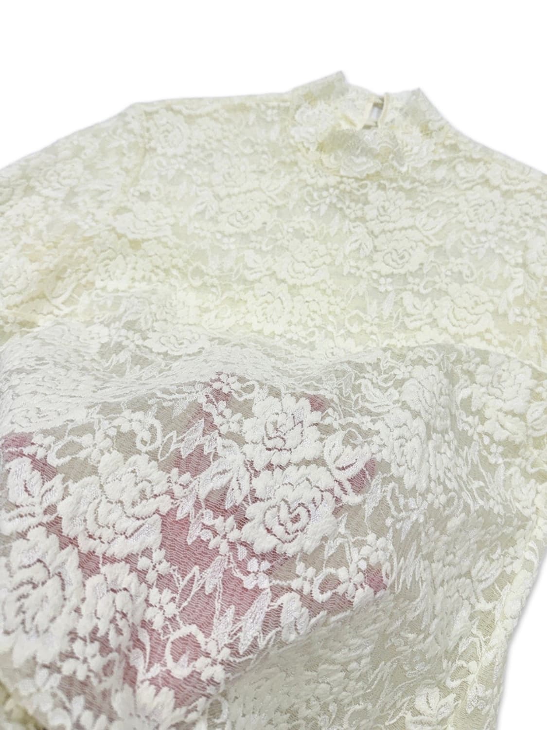 빈티지 아이보리 시스루 레이스 레이어드 긴팔티 상품이미지4