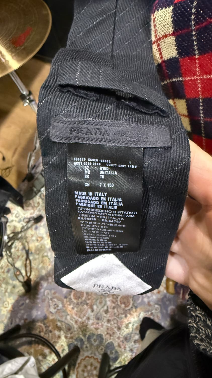 프라다 실크 타이 블랙 상품이미지3