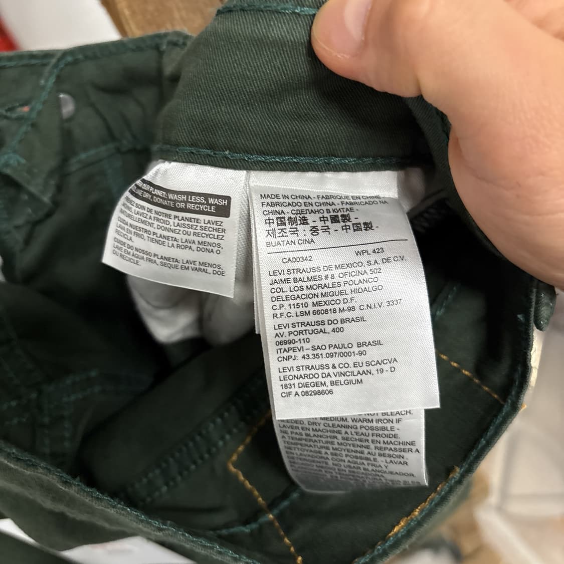 리바이스 화이트탭 505 레귤러핏 그린 스티치 코튼팬츠 N952 상품이미지8