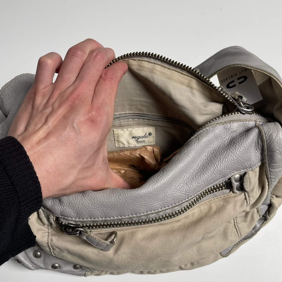 Regalo 레더 코튼 레이어드 숄더백 상품이미지7