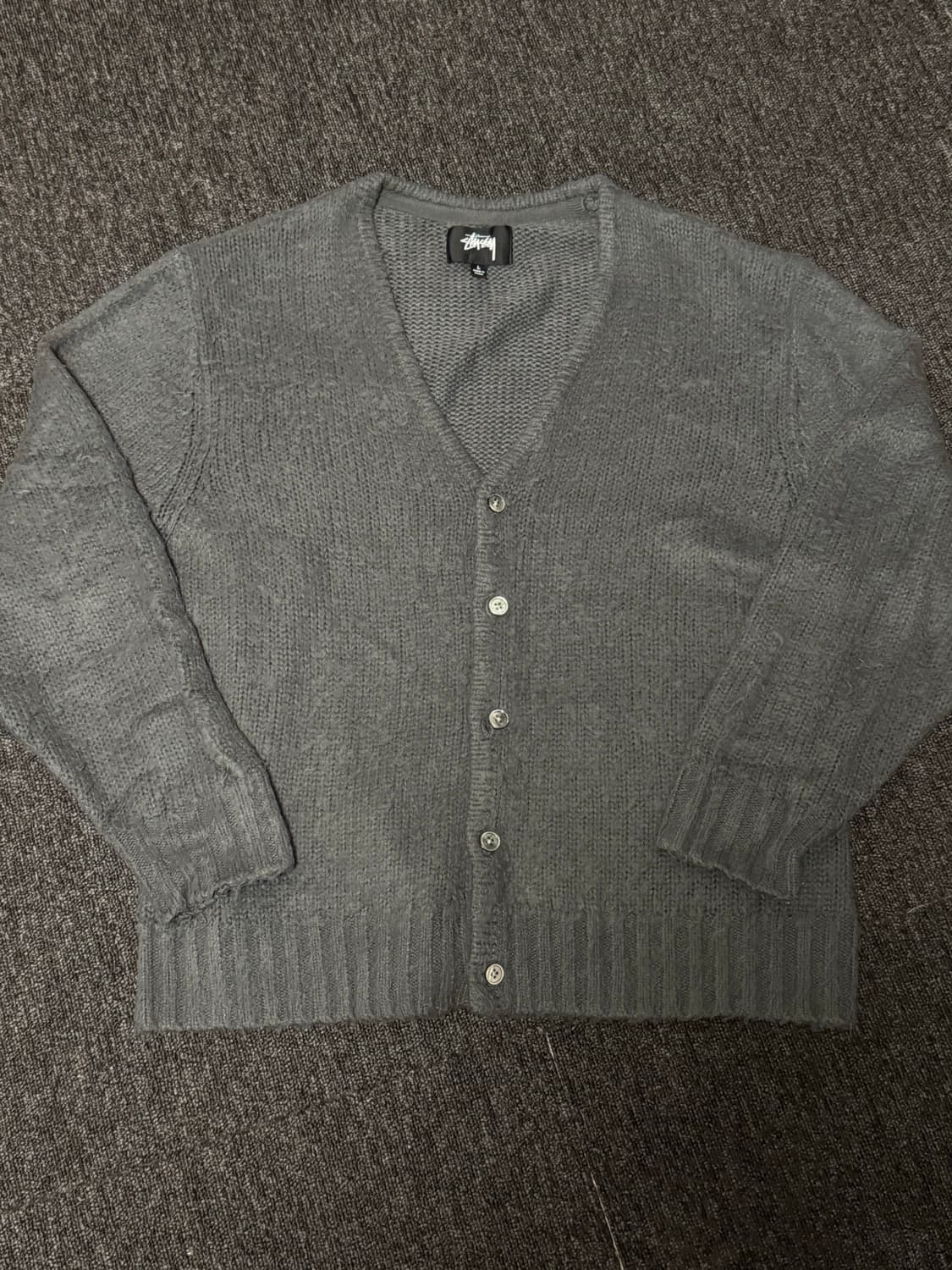 [L] 스투시 브러쉬드 가디건 차콜 상품이미지1