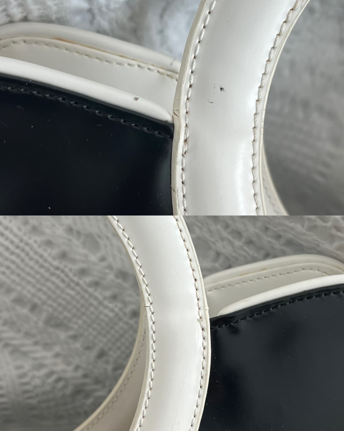 쿠레쥬 블랙 앤 화이트 링 핸들 토트백 꾸레쥬 상품이미지5