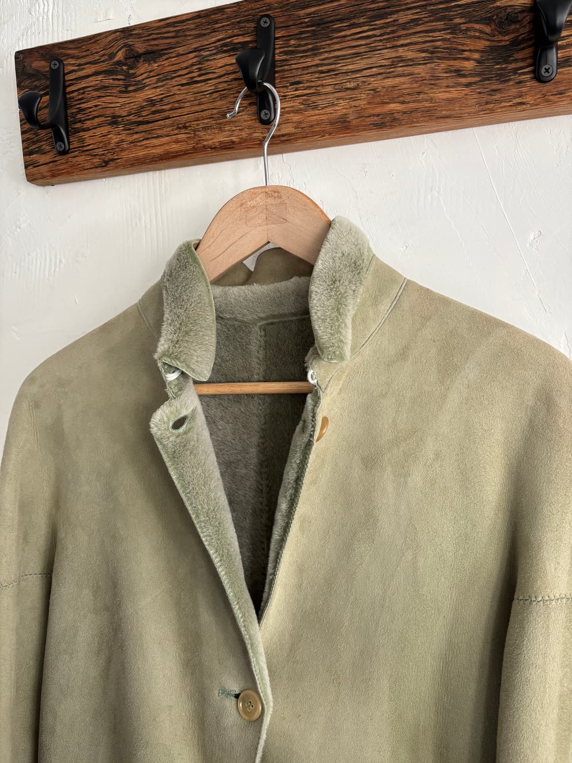 Burberry 버버리 퍼 안감 라이트 카키 시어링 자켓 상품이미지4