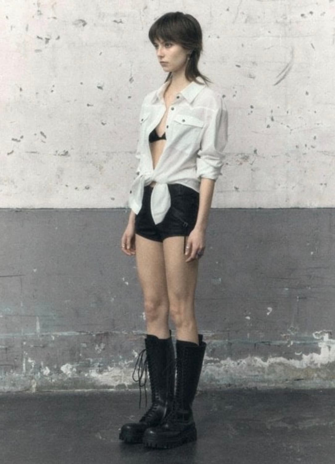 보헤미안서울 WASHED COTTON WESTERN SHIRT 블랙 상품이미지3