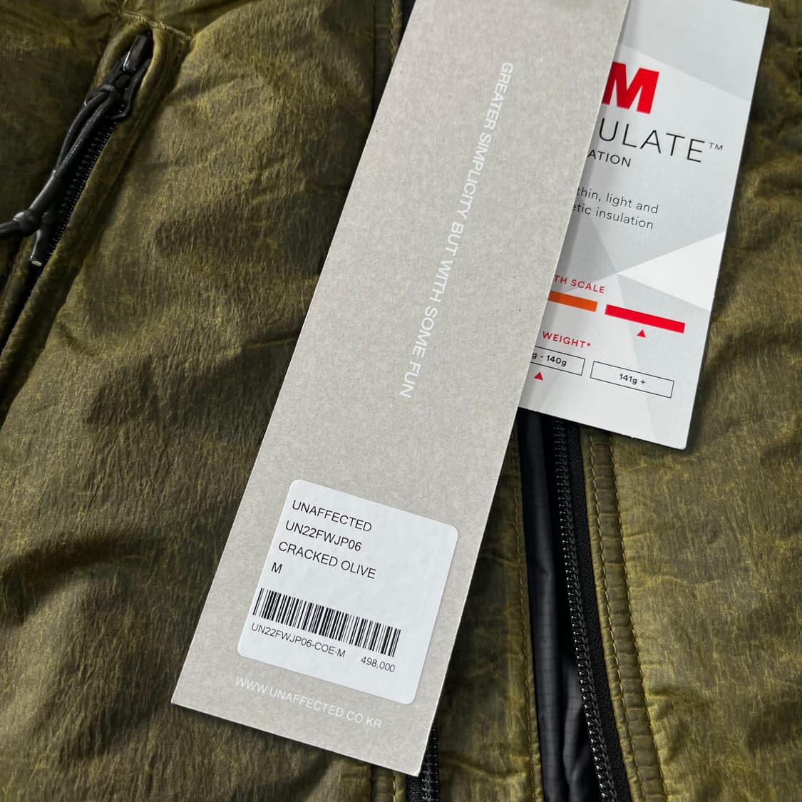 새상품)언어펙티드 패디드 오블리크 집 점퍼 크랙올리브 상품이미지5