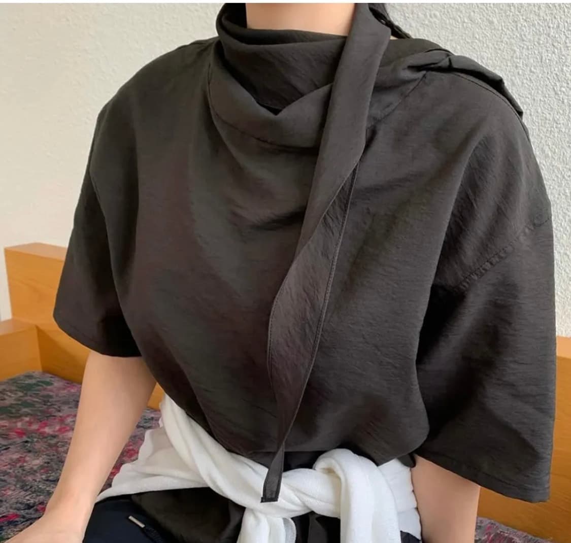 rrace 스카프 블라우스 블랙 상품이미지2