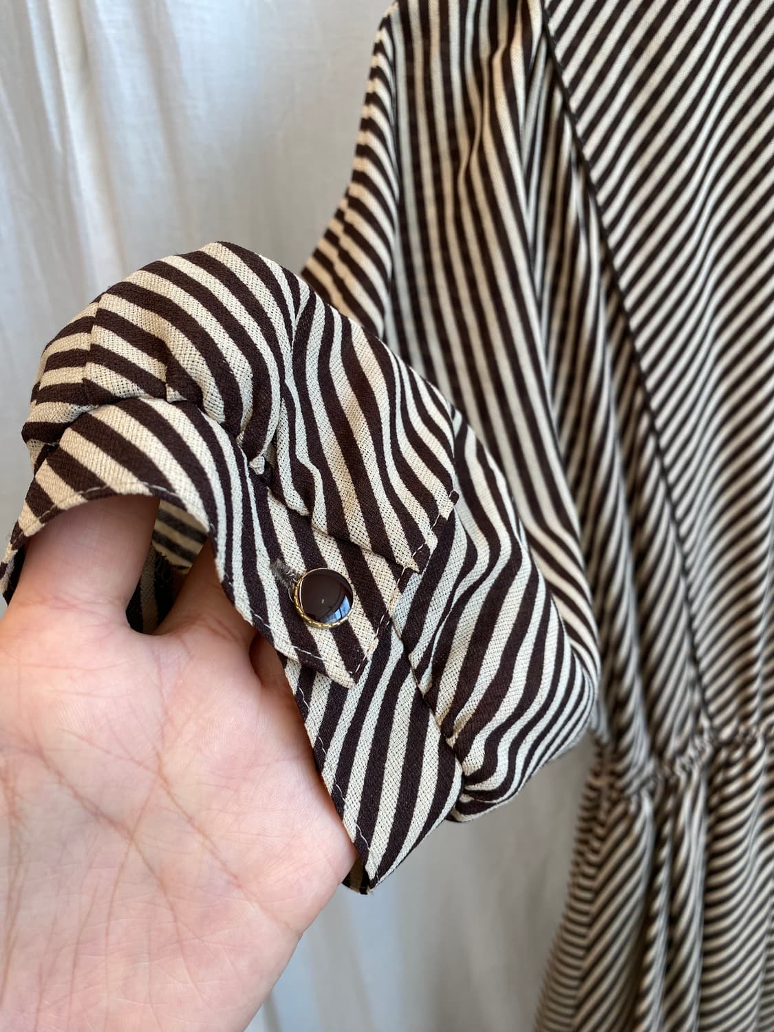 브라운 스트라이프 반팔원피스(m) 상품이미지10