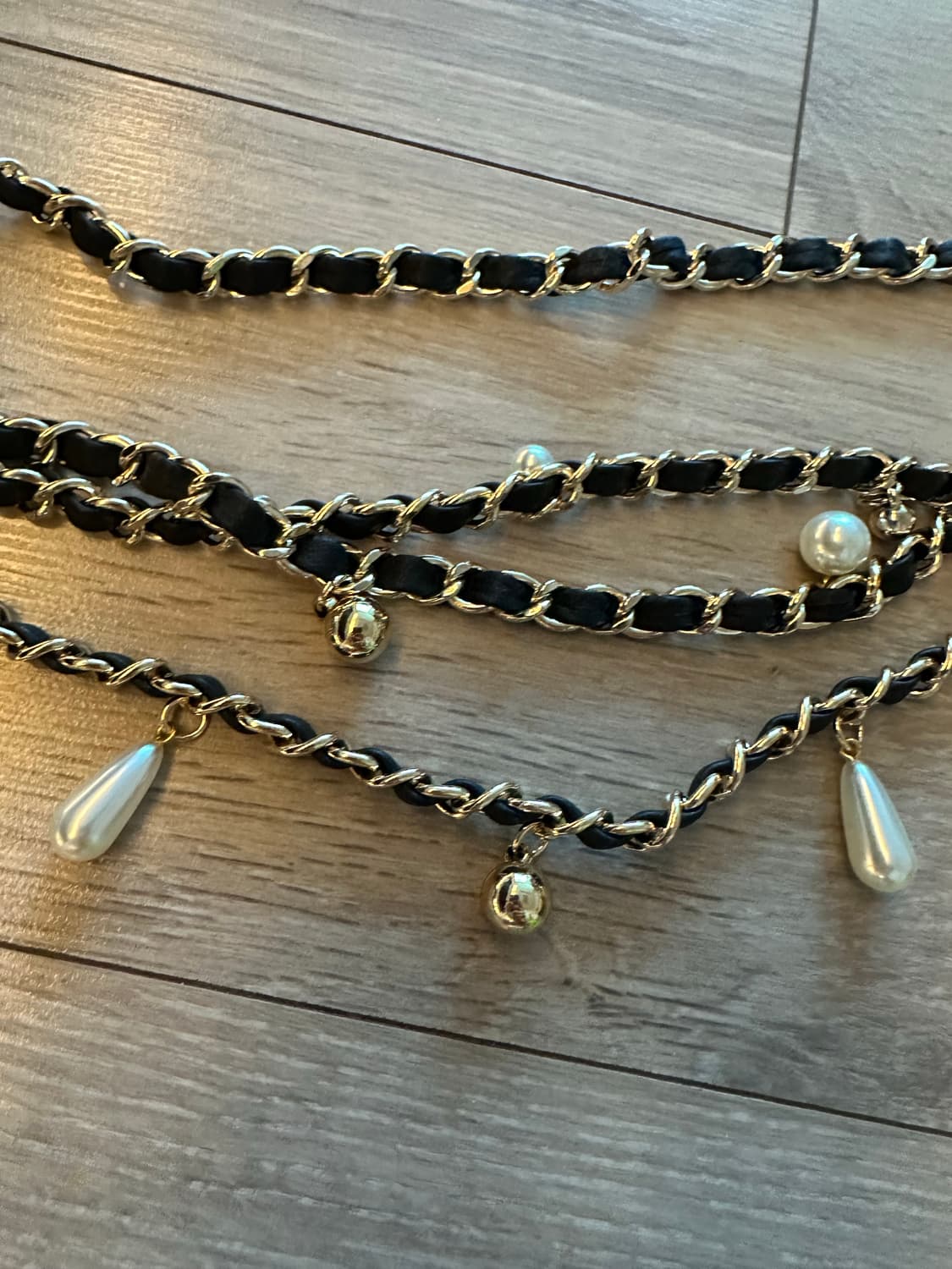 비로우더벨트 (B-low the belt) 진주 골드 체인 벨트 상품이미지4