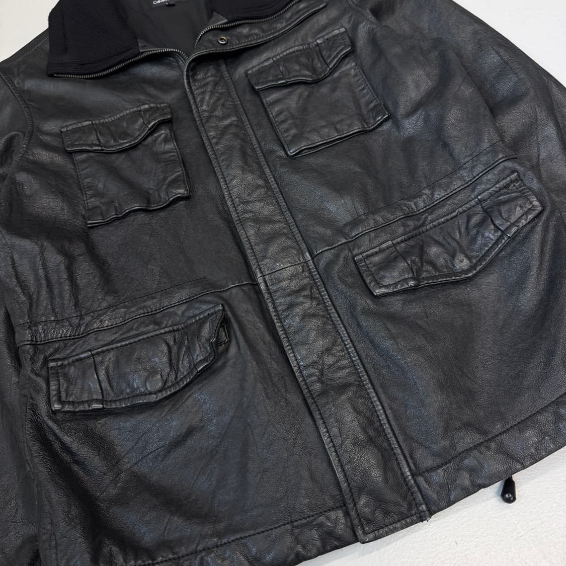 캘빈클라인 소가죽 하이넥 멀티포켓 리얼레더 가죽자켓 상품이미지5