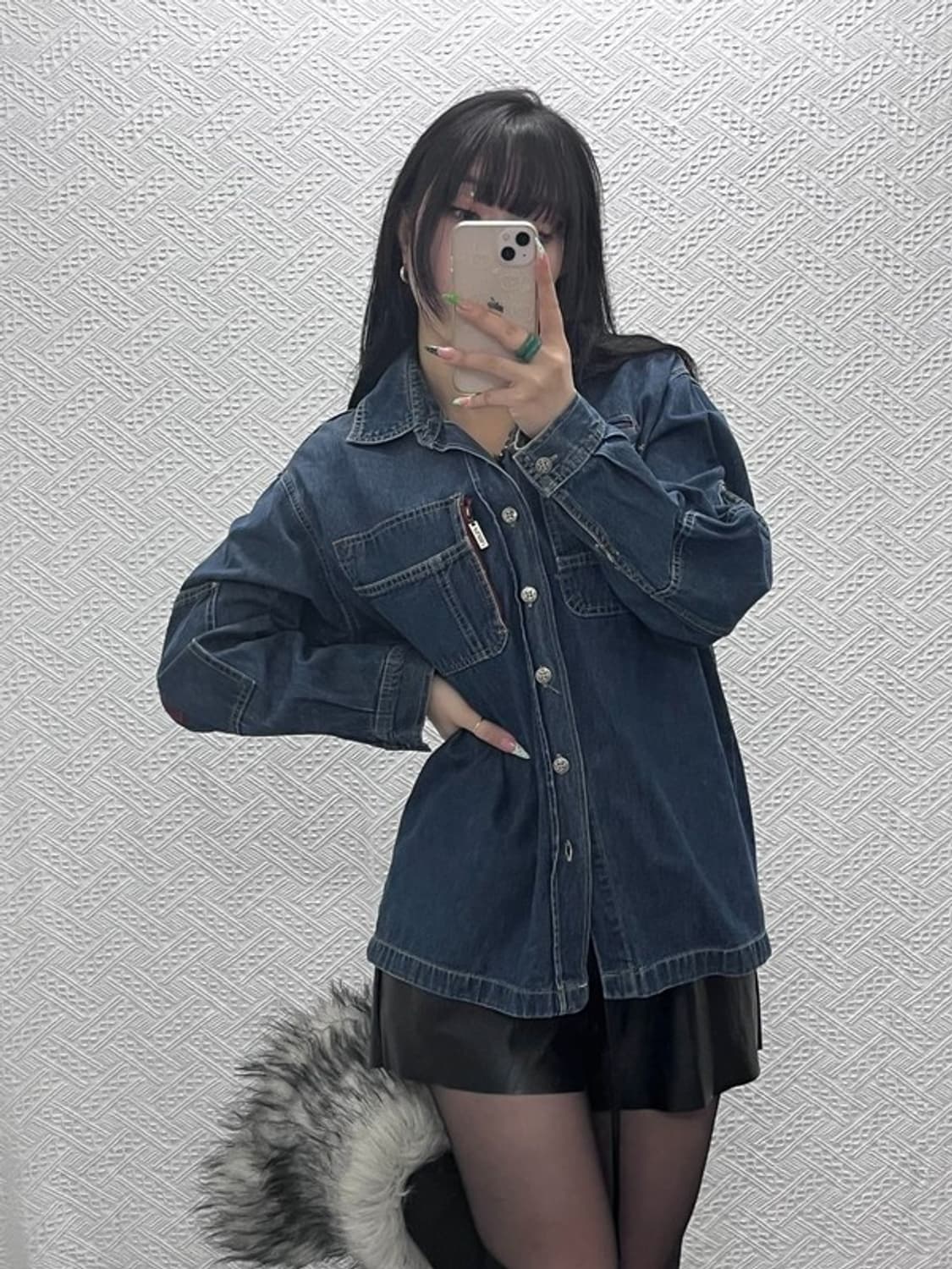 푸부 올드스쿨 레트로 빈티지 자수디테일 데님 셔츠 95 C08979 상품이미지2