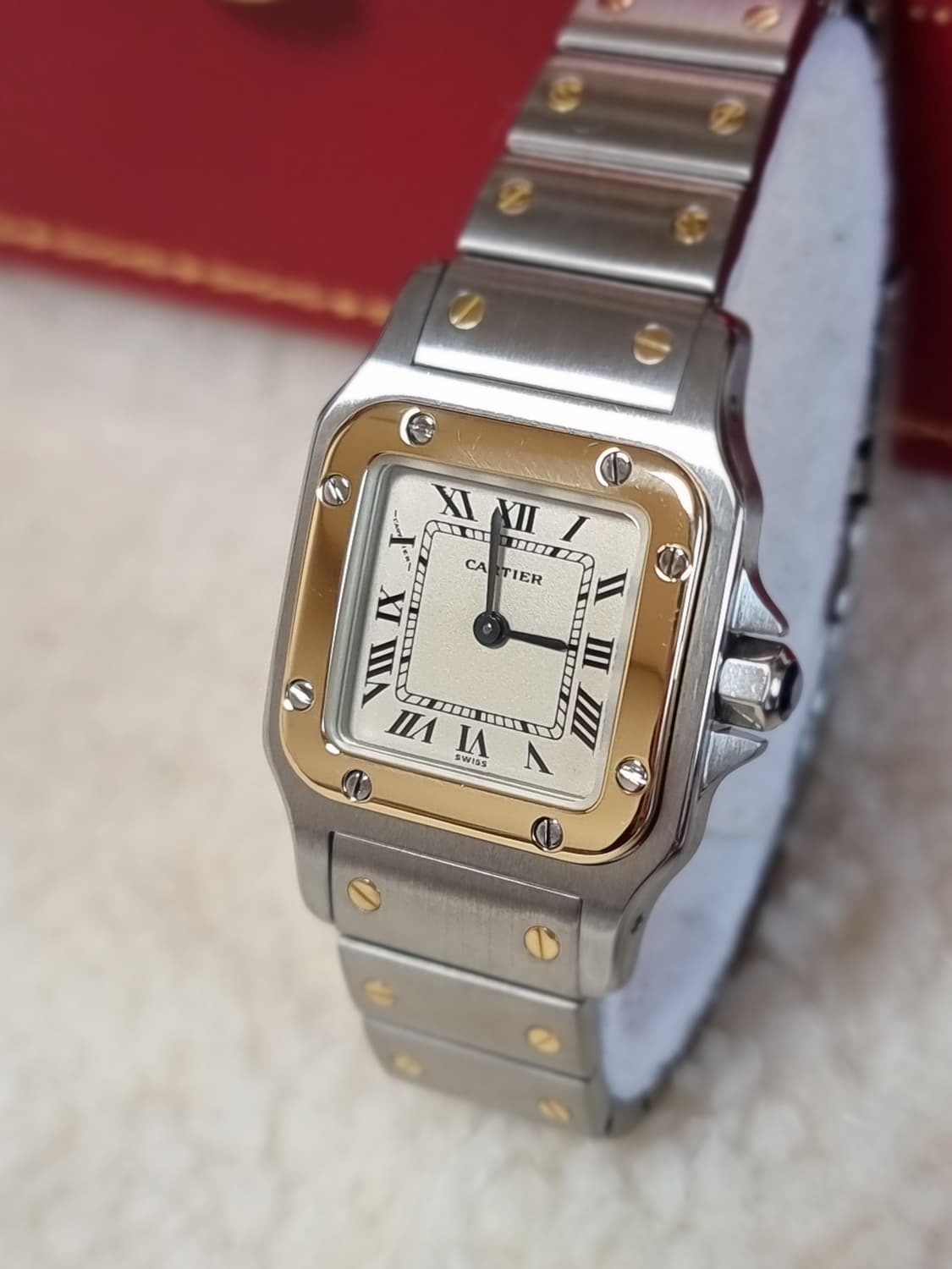 까르띠에 산토스 갈베 18K 쿼츠 로만다이얼 스몰 여성시계 90년대 상품이미지1