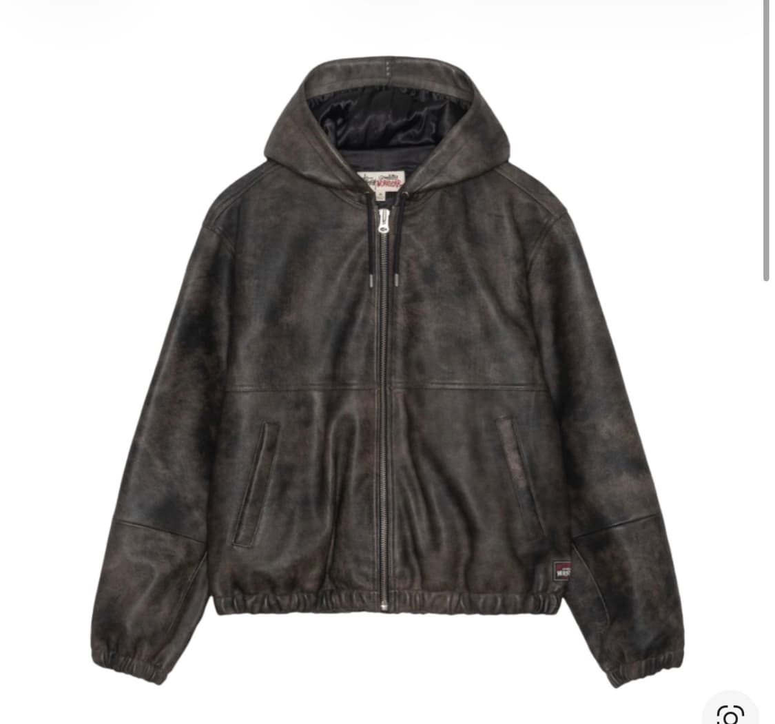 스투시 스톤워시 레더 워크 자켓 워시드 블랙 XL 상품이미지1