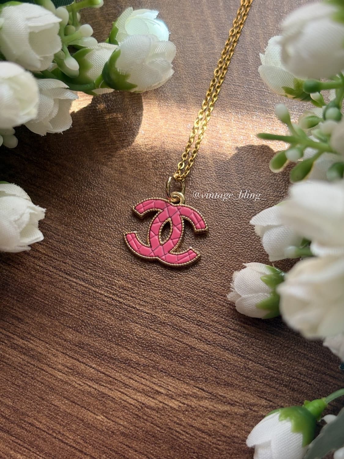 핑크) 샤넬 로고 퀼팅 목걸이 상품이미지1