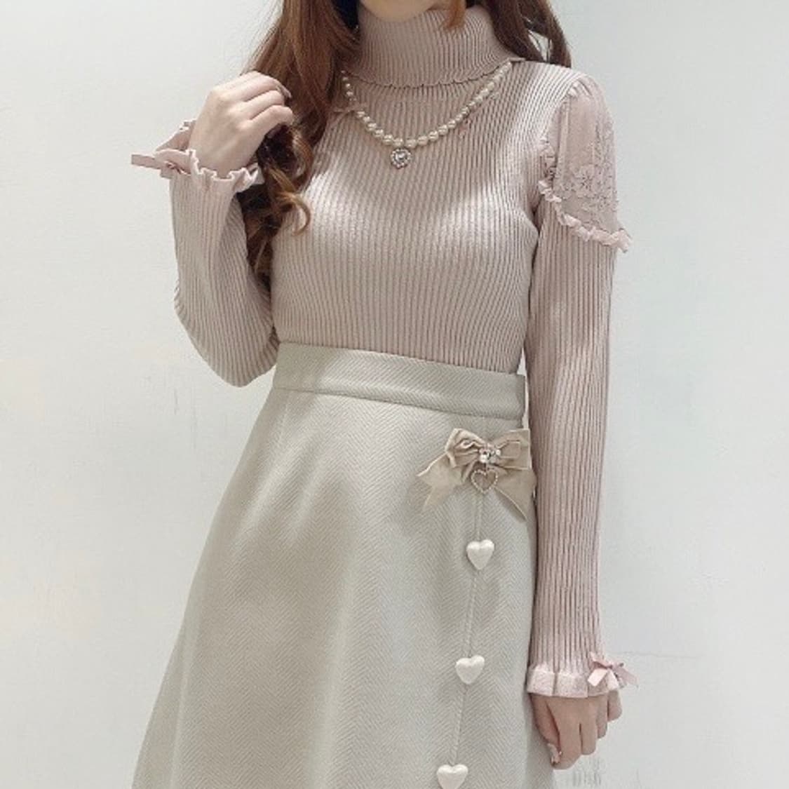 리즈리사 목걸이가 달린 리브 니트 양산형 양지뢰 달천깔 히메갸루 빈티지 상품이미지7