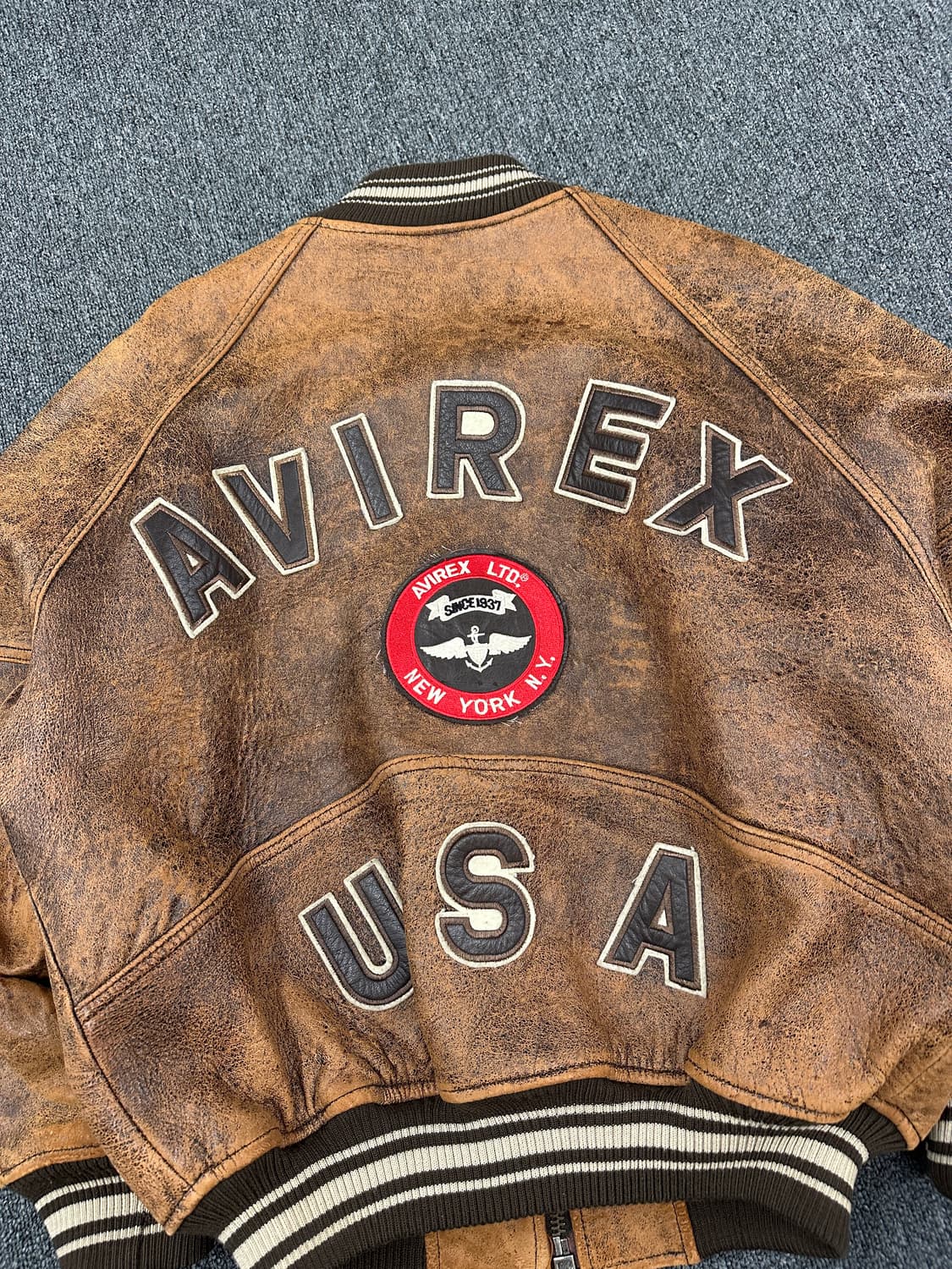 XS) 90s Avirex USA Real Leather Jacket 상품이미지8