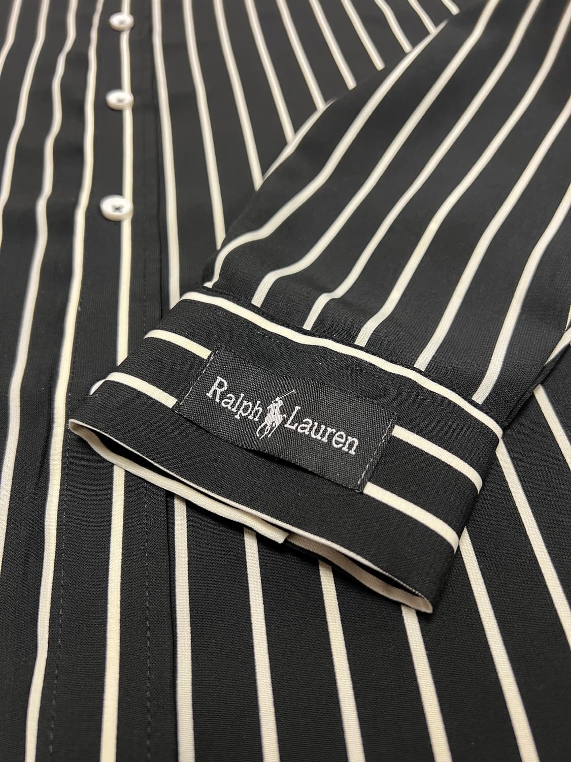 폴로 랄프로렌 블랙 스트라이프 셔츠 / 얇고 찰랑한 원단 / 상태 좋음 상품이미지6