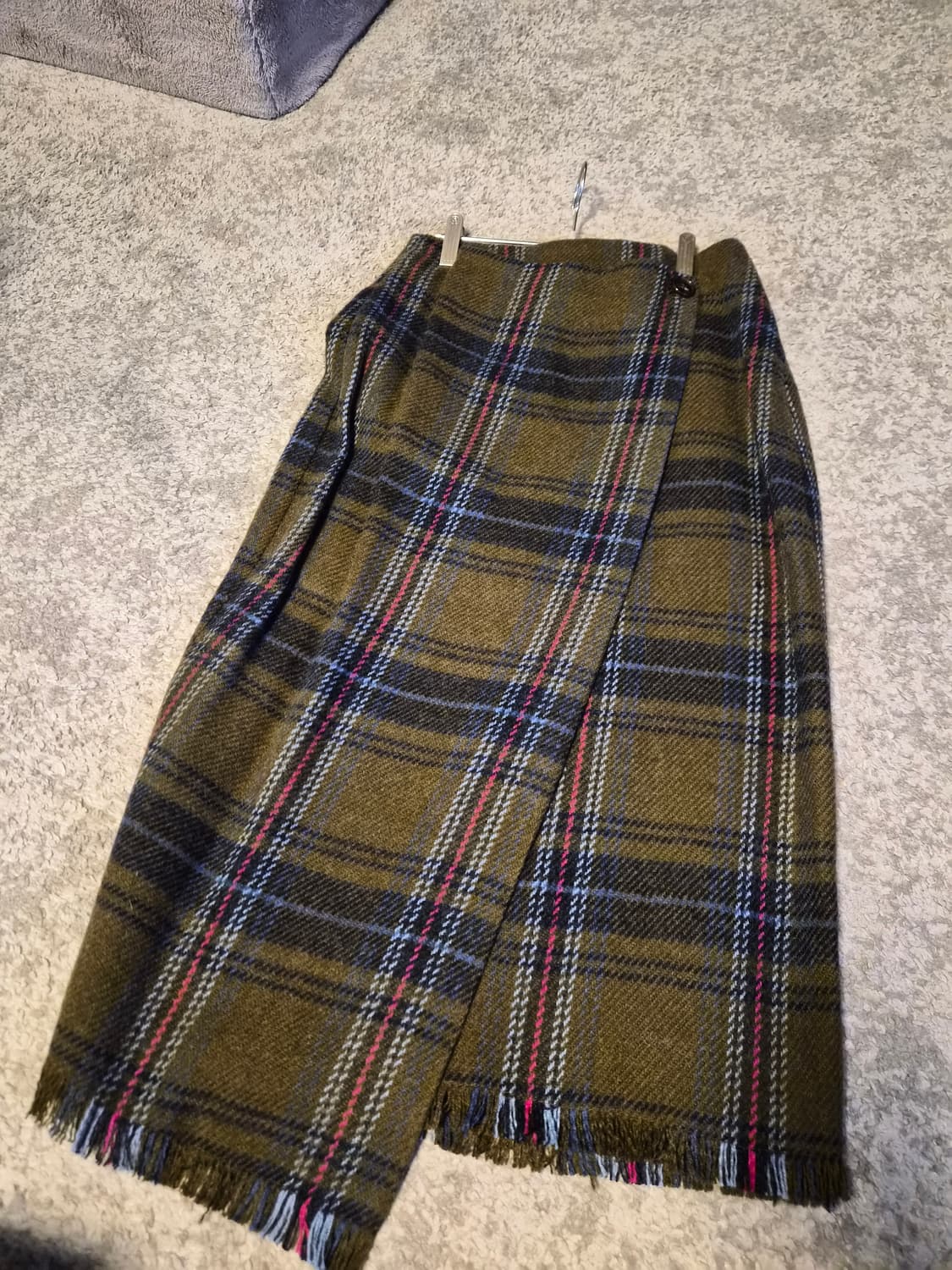 카키 체크 치마 상품이미지2