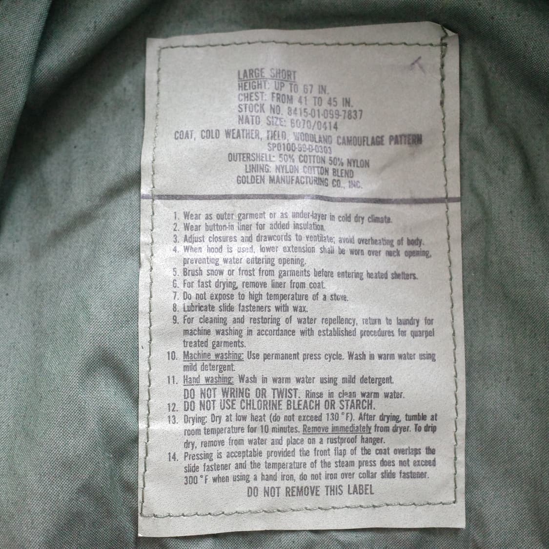 [데드스탁] 미군 M65 우드랜드 필드자켓 L-S 상품이미지6