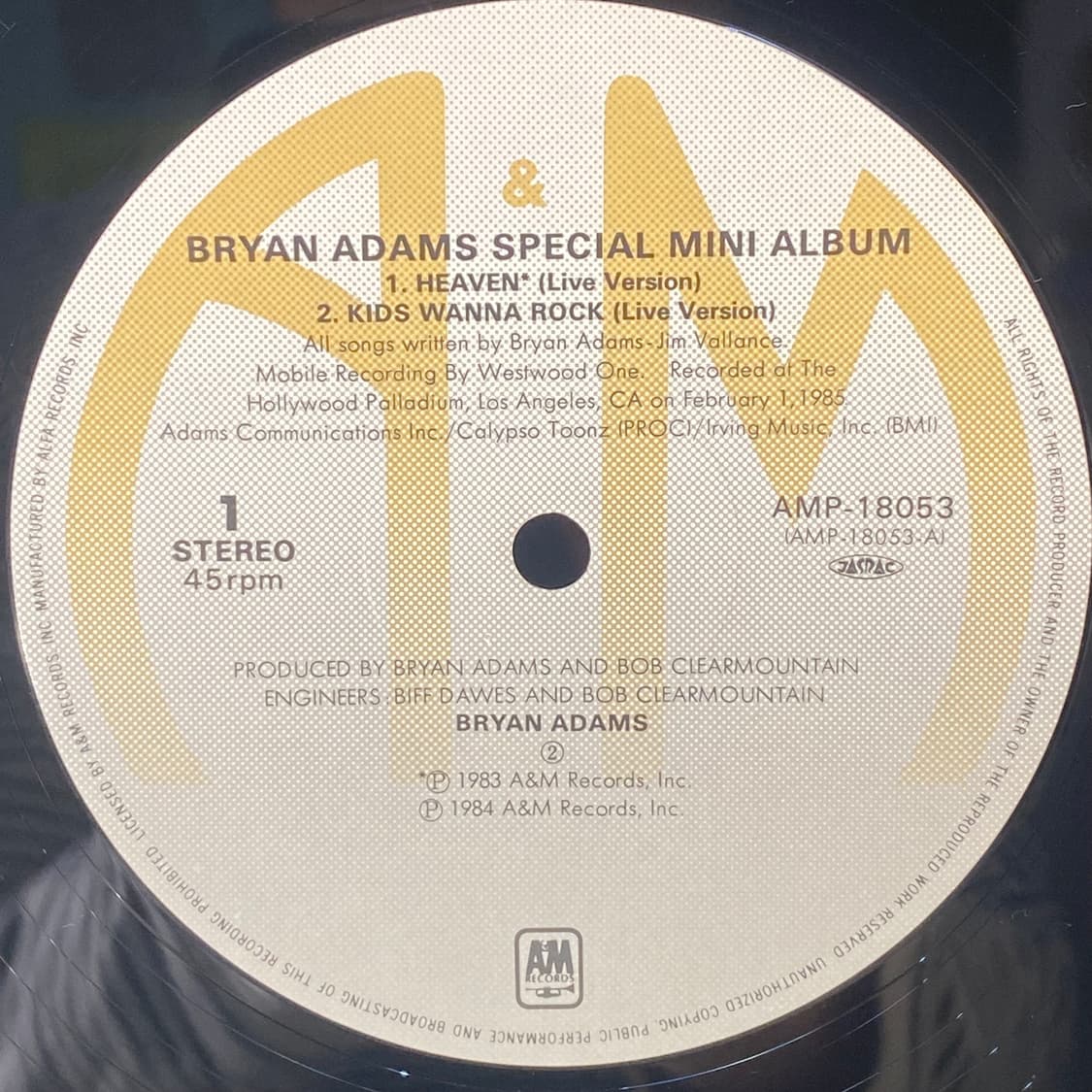 (중고LP-팝록) Bryan Adams -Special Mini Albu 상품이미지4
