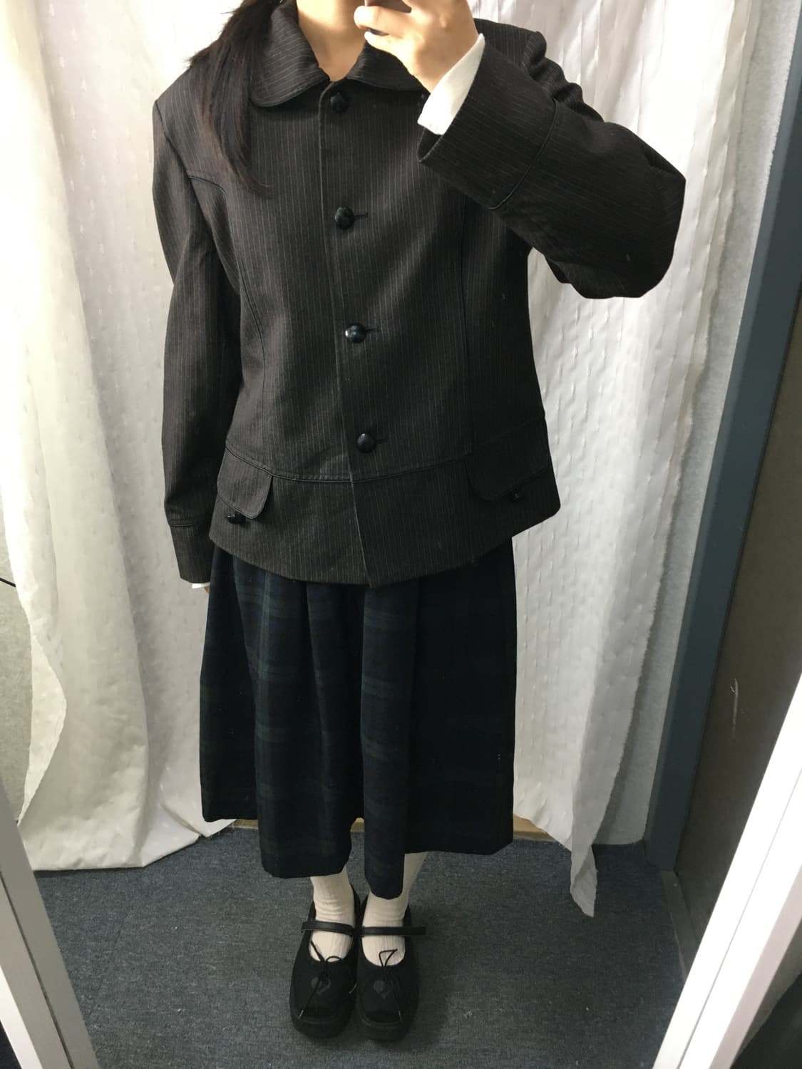 타탄체크 미디 스커트 상품이미지3