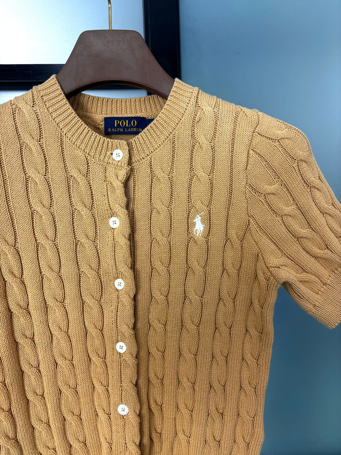 [S]POLO 브라운 꽈배기 반팔 가디건  상품이미지2