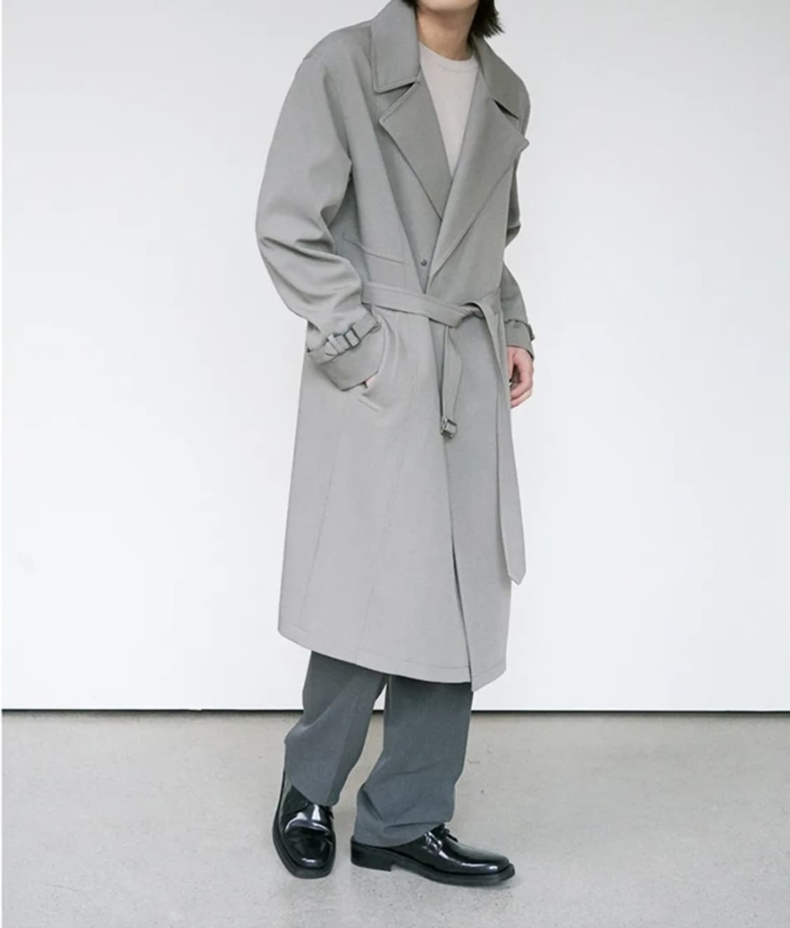 미나브 울 블랜디드 로브 트렌치 코트 새상품 상품이미지3