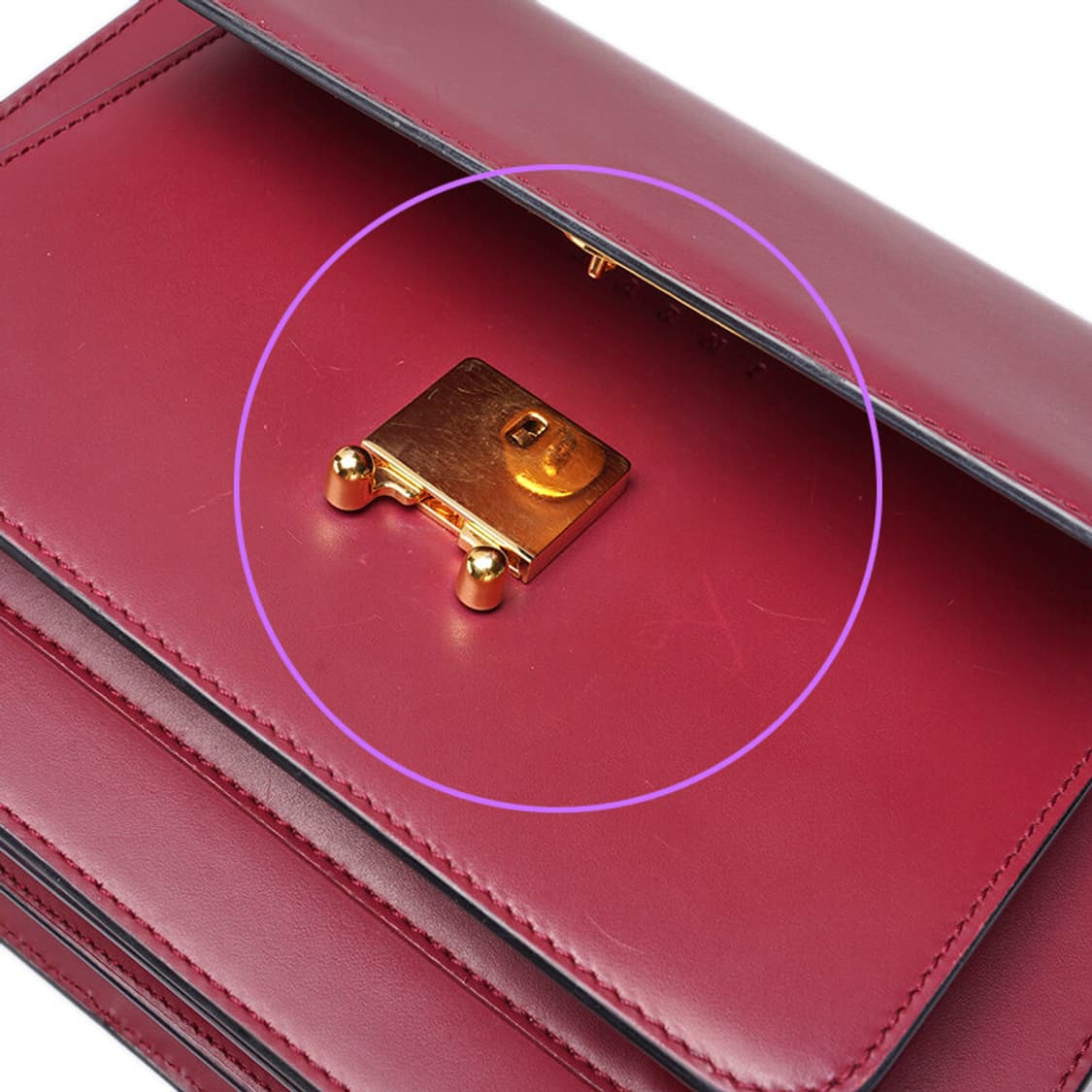 (중고) 마르니 버건디 카프스킨 트렁크 미듐 숄더백 상품이미지8