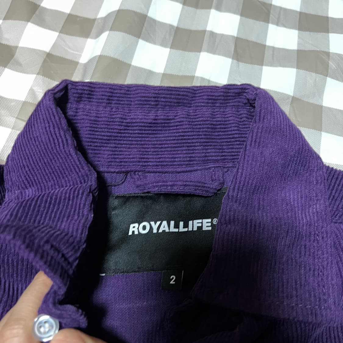 로얄라이프 코듀로이 퍼플 셔츠 2 긴필 코듀로이 보라 와이셔츠 오버핏 상품이미지2