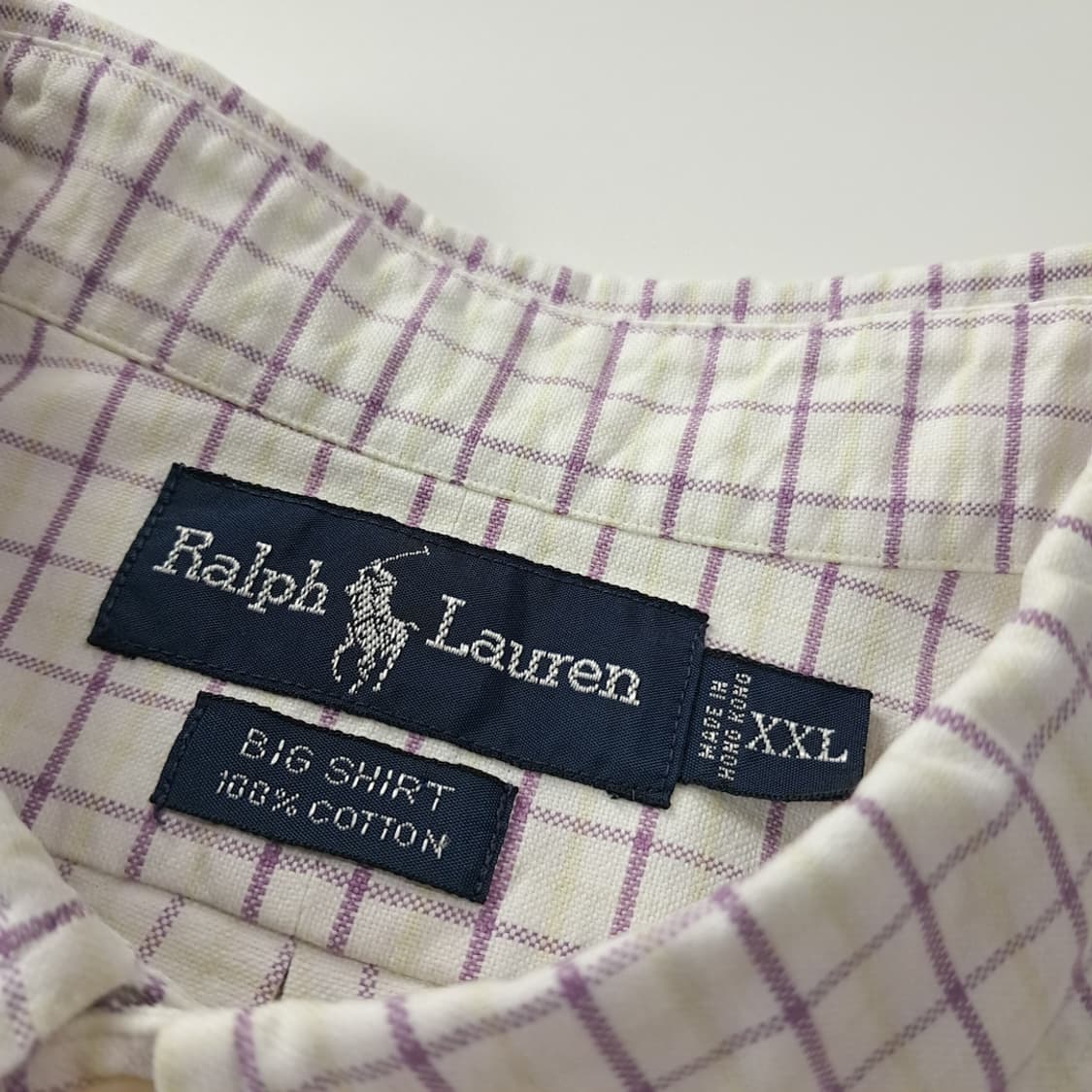 CK166 XL 폴로 90s 홍콩판 빅셔츠 라벤더 스몰체크 셔츠 남방 상품이미지3