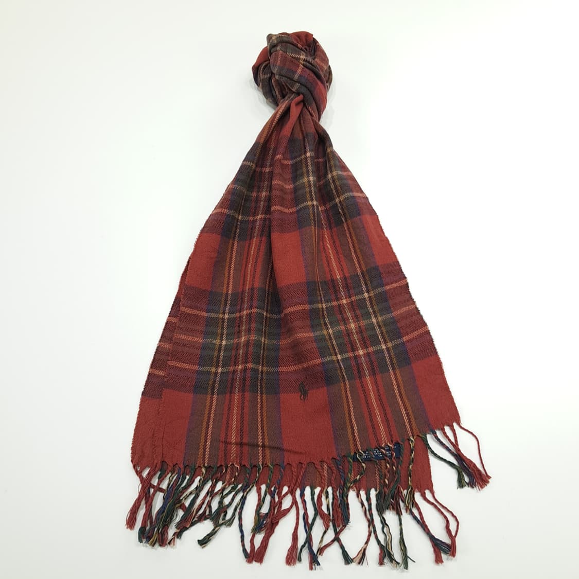 MX317 폴로 랄프로렌 테라코타 타탄체크 프랑스코튼 목도리 머플러 상품이미지1