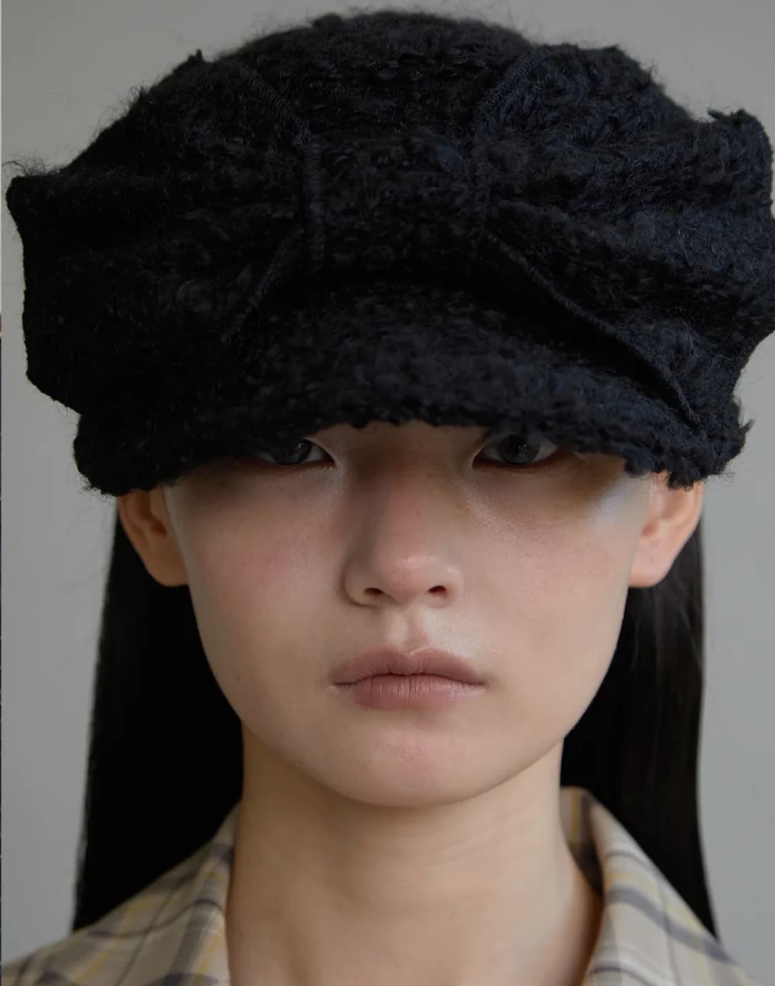 어썸니즈 벨보이 캡 리본 울 블랙 상품이미지1