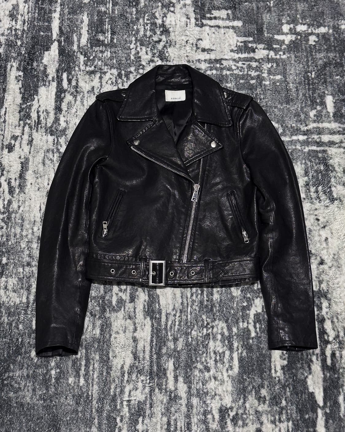 {Egoist} Belted Leather Rider Jacket  상품이미지2