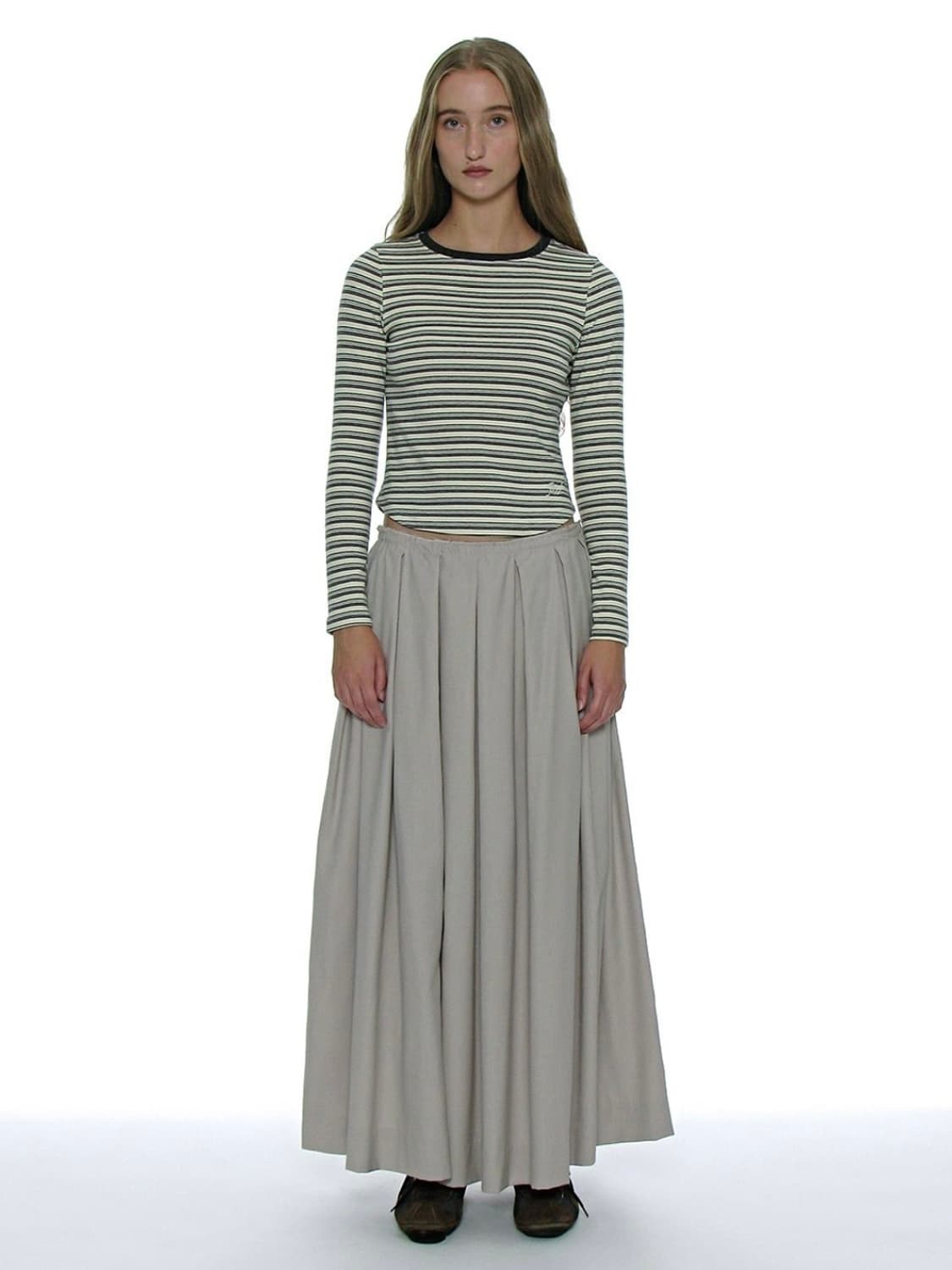 (1회착용) 파르티멘토 우먼 컷 오프 게더링 맥시 스커트 상품이미지3