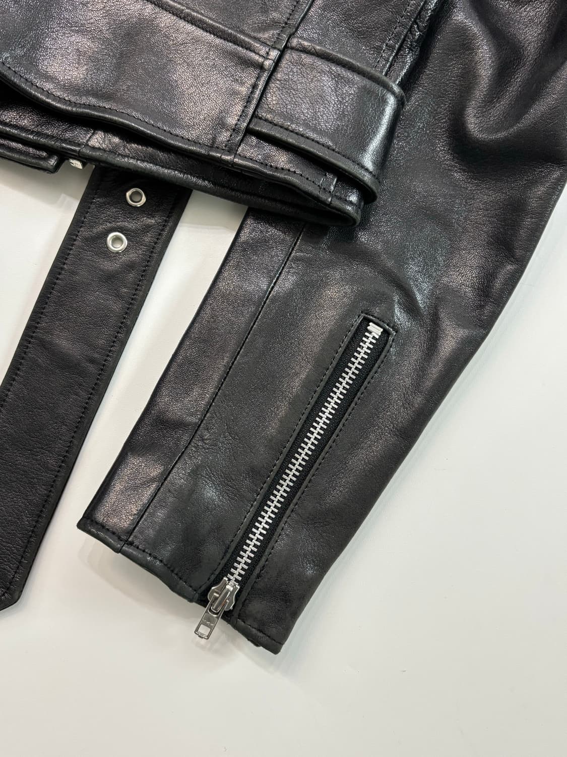 Y-3 16AW 블랙 백로고 패치드 모터사이클 레더 자켓 상품이미지10