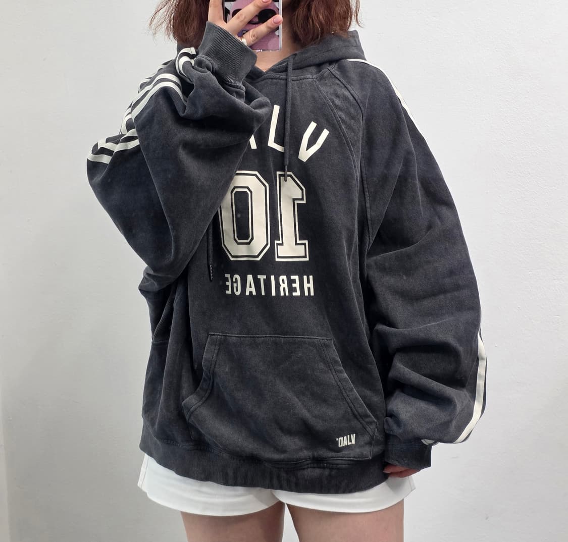 [프립]XL~2XL/디미트리블랙 VLAD 피그먼트 워싱 후드 맨투맨 차콜 상품이미지2