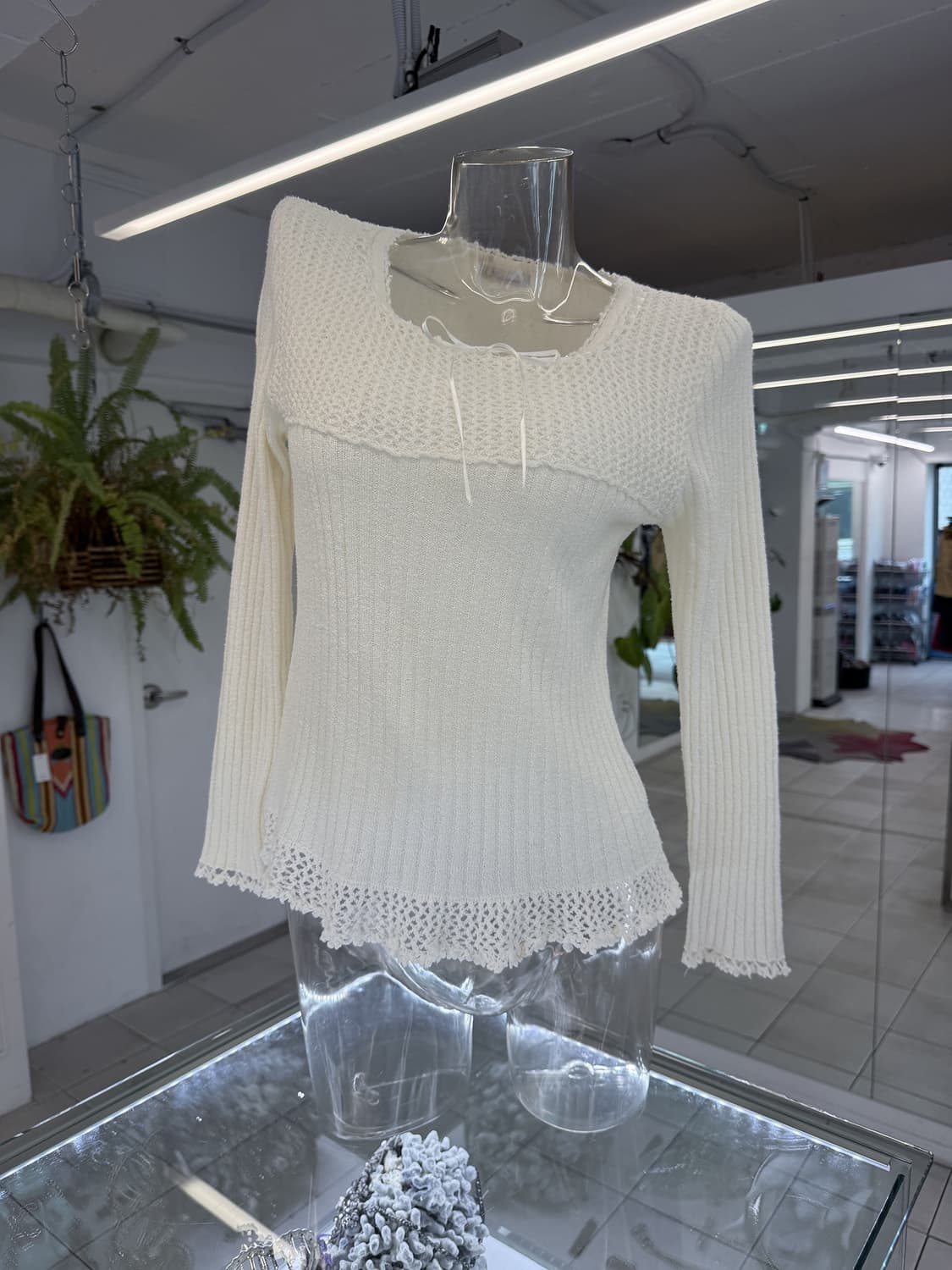 lace trim knit top 상품이미지1